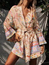 Load image into Gallery viewer, Peacock Floral Print ,bohemian Kimono,Boho Short Robe
