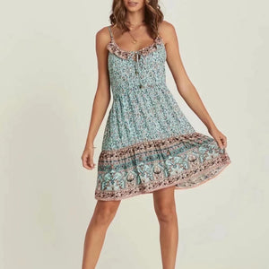 Mini Dress, Boho Sundress,Floral Print