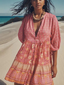 Beach Bohemian Dresses,Cotton Mini Dress