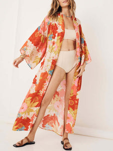 Floral Bohemian Kimono,Boho Bikini Cover-ups