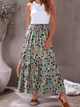 Load image into Gallery viewer, Green Floral Print,Bohemian Skirt ,Boho Maxi Skirt
