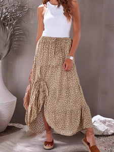 Boho Skirt, Maxi Skirt,Leopard Wild Flower