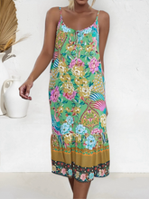 Load image into Gallery viewer, Peacock Floral, Strap Dresses,Boho Midi Dress
