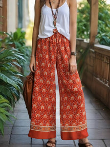 Red Floral Print ,Bohemian Pant , Rayon Boho Pants