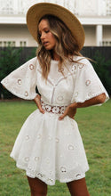 Load image into Gallery viewer, Embroidery White,Bohemian Mini Dress,Boho Sundress
