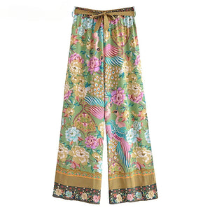 Peacock Floral Print ,Bohemian Pant , Rayon Boho Pants