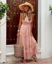 Load image into Gallery viewer, Solid Lace,Bohemian Maxi Dress ,Boho Sundress
