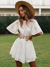 Load image into Gallery viewer, Embroidery White,Bohemian Mini Dress,Boho Sundress
