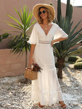 Load image into Gallery viewer, White Lace Hollow Out ,Boho Maxi Dress,Bohemian Sundress
