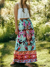 Load image into Gallery viewer, Peacock Floral Print,Bohemian Maxi Skirts,Boho Skirts
