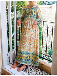 Elaphant Floral,Bohemian Maxi Dress,Boho Dress