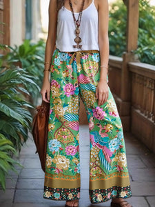 Peacock Floral Print ,Bohemian Pant , Rayon Boho Pants