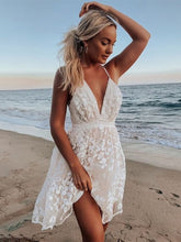 Load image into Gallery viewer, White Strapless ,Bohemian Mini Dress,Boho Dress
