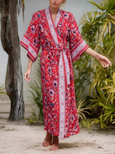 Load image into Gallery viewer, Boho Floral Kimono,Boho robe Cover-up
