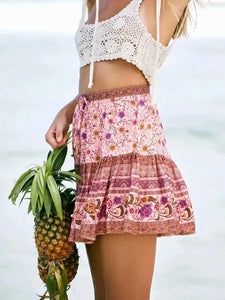 Boho Skirt, Mini Skirt, Wild Flower