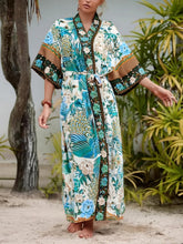 Load image into Gallery viewer, Boho Kimono,Bikini Cover-ups,Peacock Print
