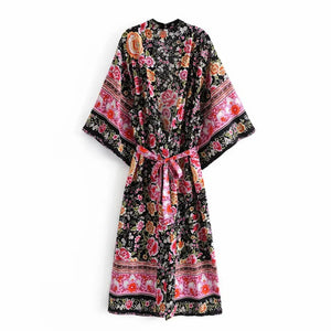 Floral Print ,boho Kimono ,Boho Maxi Robe