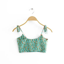 Load image into Gallery viewer, Boho Sets, Green Floral Print ,Mini Skirt and Tops
