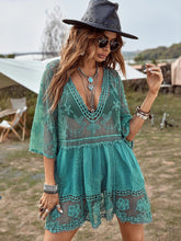 Load image into Gallery viewer, Lace Embroidery Mini Dress,Boho Dress,Bikini Cover-ups
