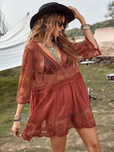 Load image into Gallery viewer, Lace Embroidery Mini Dress,Boho Dress,Bikini Cover-ups
