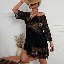 Load image into Gallery viewer, Lace Embroidery Mini Dress,Boho Dress,Bikini Cover-ups
