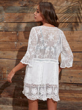 Load image into Gallery viewer, Lace Embroidery Mini Dress,Boho Dress,Bikini Cover-ups
