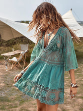 Load image into Gallery viewer, Lace Embroidery Mini Dress,Boho Dress,Bikini Cover-ups
