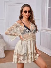 Load image into Gallery viewer, Lace Embroidery Mini Dress,Boho Dress,Bikini Cover-ups
