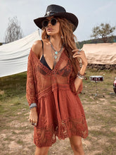 Load image into Gallery viewer, Lace Embroidery Mini Dress,Boho Dress,Bikini Cover-ups
