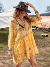 Load image into Gallery viewer, Lace Embroidery Mini Dress,Boho Dress,Bikini Cover-ups
