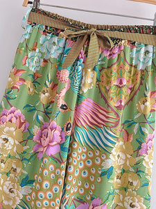 Peacock Floral Print ,Bohemian Pant , Rayon Boho Pants