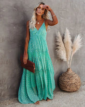 Load image into Gallery viewer, Split Big hem,Green Maxi dress, Beach Boho Dress
