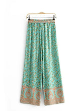 Load image into Gallery viewer, Green Floral Print ,Bohemian Pant , Rayon Boho Pants
