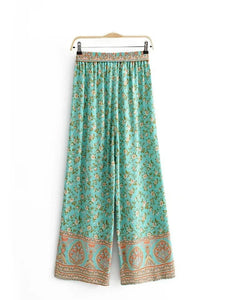 Green Floral Print ,Bohemian Pant , Rayon Boho Pants