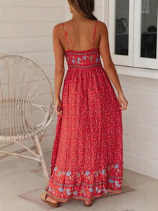 Strapless Bohemian Maxi Dress,Vacation Beach Boho Dress