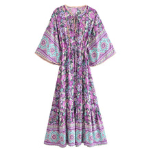 Load image into Gallery viewer, Purple Floral Print ,Bohemian Maxi Dresses ,Boho Dress
