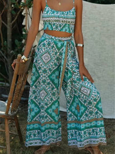 Green Floral Print ,Bohemian Pant , Rayon Boho Pants