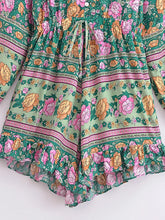 Load image into Gallery viewer, Boho Playsuits,Beach Jumpsuits,Bohemian Green Floral
