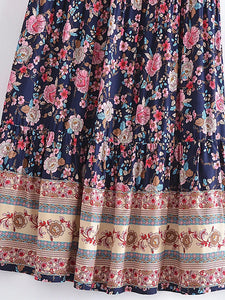 Beach Bohemian Floral Print , High Elastic Waist ,Boho Maxi Skirts