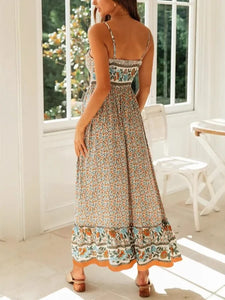 Strapless Bohemian Maxi Dress,Vacation Beach Boho Dress