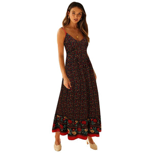 Strapless Bohemian Maxi Dress,Vacation Beach Boho Dress