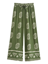 Load image into Gallery viewer, Green Floral,Bohemian Wide Leg Pants, Boho Pants
