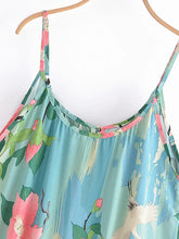 Load image into Gallery viewer, Crane Floral Print ,Bohemian Strap Midi Dress ,Boho Dress
