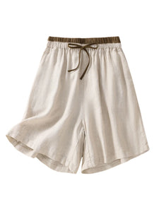 Contrast Color, Linen Cotton Shorts ,Bohemian Sunmmer Short