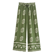 Load image into Gallery viewer, Green Floral,Bohemian Wide Leg Pants, Boho Pants
