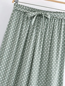 Green Polka Dot ,2 Pieces Suits ,Boho Sets