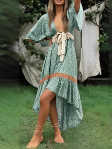 Sexy Beach Dress,  High-Low Boho Maxi Dress