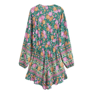 Boho Playsuits,Beach Jumpsuits,Bohemian Green Floral