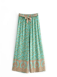 Green Floral Print ,Bohemian Pant , Rayon Boho Pants