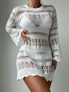 Beach Mini dress ,Knitted Hollow Out , Bikini Cover-ups